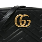 Calfskin Matelasse Small GG Marmont Chain Shoulder Bag Black
