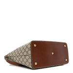 GG Supreme Monogram Linea A Foldover Tote Brown