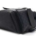 GG Supreme Monogram Textured Dollar Calfskin Medium Ophidia Double Buckle Backpack Blue Dark Blue Black