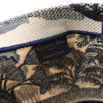 Canvas Embroidered Large Palm Tree Toile De Jouy Book Tote Blue