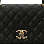 Caviar Quilted Small Coco Handle Flap Black