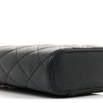 Caviar Quilted Small Vertical Coco Beauty Vanity Case With Chain Black