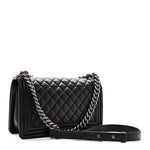 Lambskin Quilted Medium Boy Flap Black