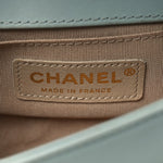 Lambskin Woven Mini Chateau Boy Flap Light Blue