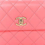 Lambskin Lacquered Quilted Mini Trendy CC Dual Handle Flap Bag Coral Pink