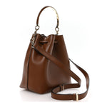 Smooth Shiny Calfskin Bon Bon Bucket Bag Dark Tan