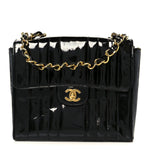 Patent Vertical Quilt Small Flap Black