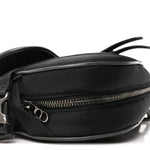 X Sacai Grained Calfskin Technical Fabric Mens Saddle Bag Black