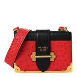City Calfskin Ostrich Cahier Bag Fuoco Black