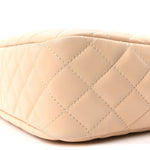 Shiny Lambskin Quilted Medium Camera Case Beige
