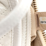 Iridescent Aged Calfskin Chevron Quilted Small Gabrielle Hobo White