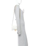 Shiny Calfskin Crocodile Embossed Hourglass Chain Bag White