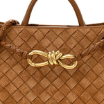 Suede Intrecciato Small Andiamo Shoulder Bag Amber