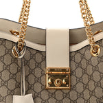 GG Supreme Monogram Medium Padlock Tote White