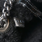 Patent Shearling Medium Soho Chain Shoulder Bag Black