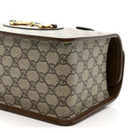 GG Supreme Monogram Azalea Calfskin Mini Horsebit 1955 Foldover Top Handle Bag Beige Ebony Brown Sugar