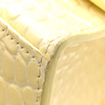 Calfskin Crocodile Embossed Small Hourglass Top Handle Bag Pale Yellow