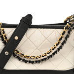 Aged Calfskin Quilted Small Gabrielle Hobo Black White