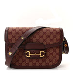 Monogram Textured Dollar Calfskin Horsebit 1955 Shoulder Bag Sahara Rubino Chardonnay