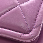 Shiny Lambskin Quilted Extra Mini Flap Purple