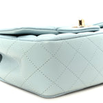 Lambskin Quilted Mini Top Handle Rectangular Flap Light Blue