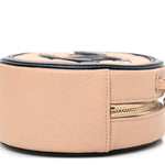 Caviar Quilted Round Filigree Crossbody Beige Black