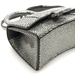 Strass Suede Hourglass Top Handle Bag XS Smoke Grey Crystal