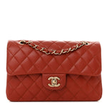 Lambskin Quilted Small Double Flap Red