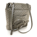 Iridescent Calfskin Chevron Quilted Small Urban Spirit Backpack Silver
