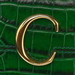 Calfskin Crocodile Embossed Mini C Vanity Bag Woodsy Green