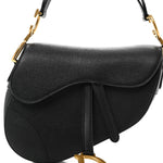 Grained Calfskin Saddle Bag Black
