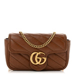 Azalea Calfskin Matelasse Diagonal Super Mini GG Marmont Shoulder Bag Cuir