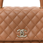 Caviar Quilted Small Coco Handle Flap Brown