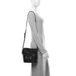 Azalea Sakai Calfskin Horsebit 1955 Drawstring Bucket Bag Black