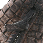 Metallic Nappa Intrecciato Medium Veneta Hobo Pewter