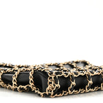 Lambskin Chain Frame Shoulder Bag Black