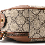 GG Supreme Monogram Textured Calfskin Emblem Mini Crossbody Beige Dark Brown
