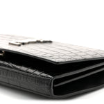 Calfskin Crocodile Embossed Cassandre Wallet On Chain WOC Black