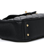 Caviar Calfskin Quilted Small Top Handle Flap Black