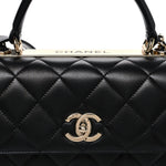 Lambskin Quilted Small Trendy CC Dual Handle Flap Bag Black