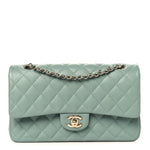 Caviar Quilted Medium Double Flap Dark Green