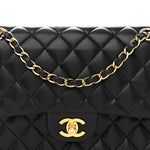 Lambskin Quilted Medium Double Flap Black