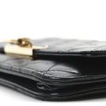 Lambskin Quilted Golden Class Wallet on Chain WOC Black
