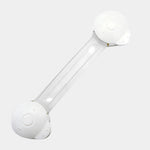 White lamp with a flexible arm on a light gray background