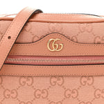 Monogram Textured Dollar Calfskin Mini Ophidia Shoulder Bag Cloche Rose Pink