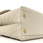 Caviar Chevron Quilted Medium Coco Handle Flap White