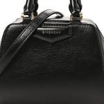 Tumbled Buffalo Nano Antigona Cube Bag Black
