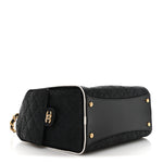 Braided Raffia Calfskin Small Chanel 25 Handbag Black White