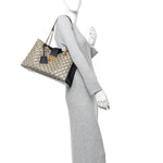 GG Supreme Monogram Bees Medium Padlock Tote Beige Oro Black