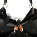 Calfskin Medium Indy Top Handle Hobo Black